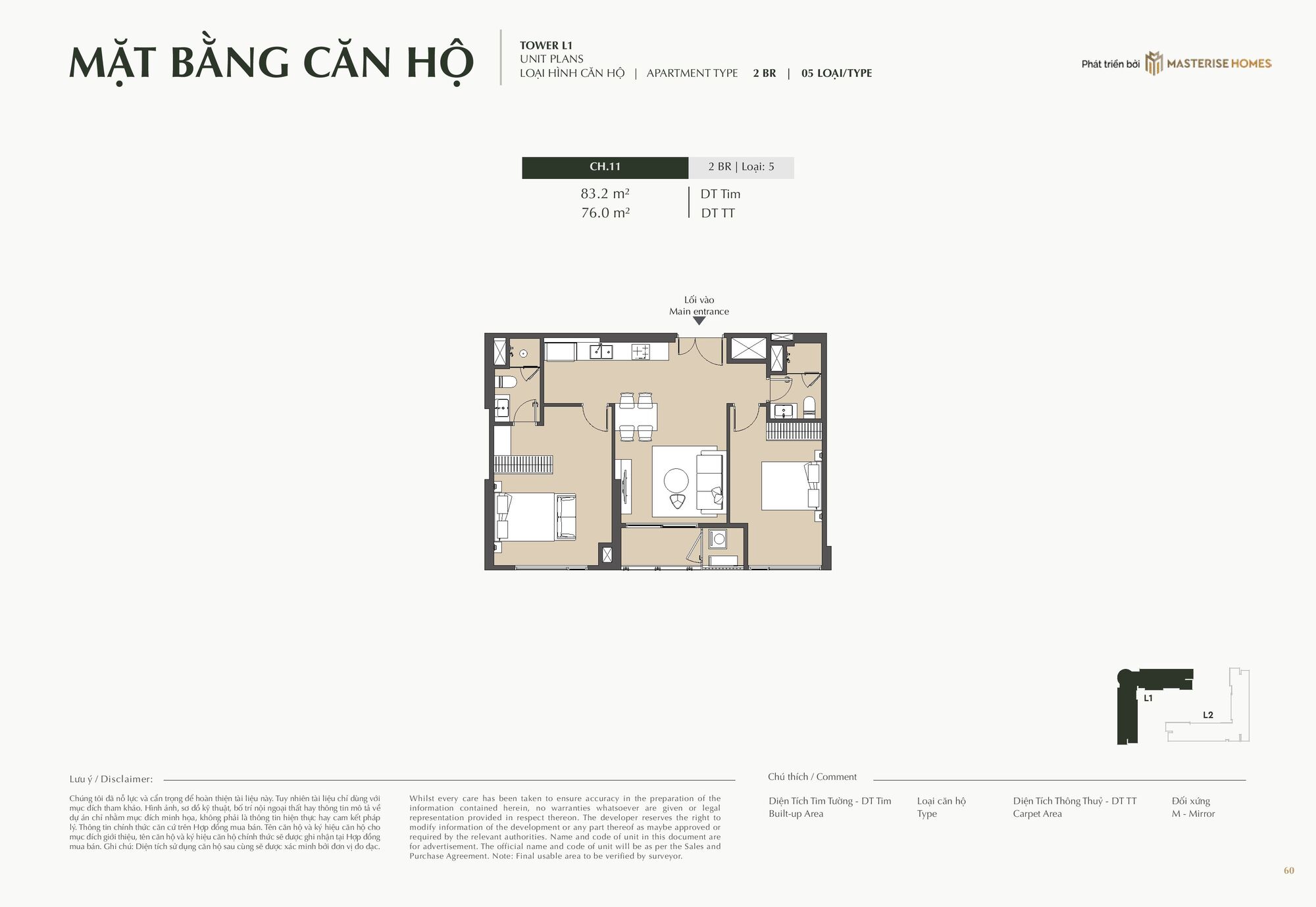Trang chủ 107 Mặt bằng căn 76m2 Vinhomes Cao Xà Lá