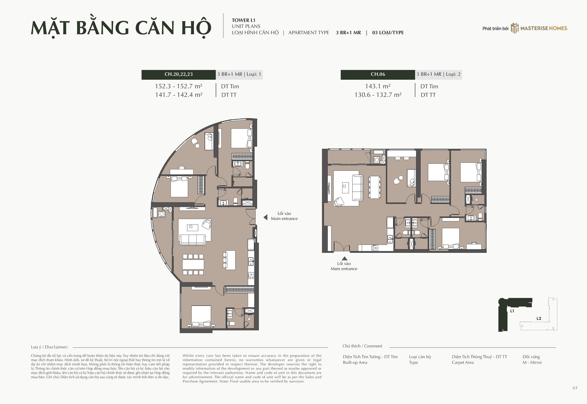 Trang chủ 110 Mặt bằng căn 4 phòng ngủ 130-141m2 Vinhomes Cao Xà Lá