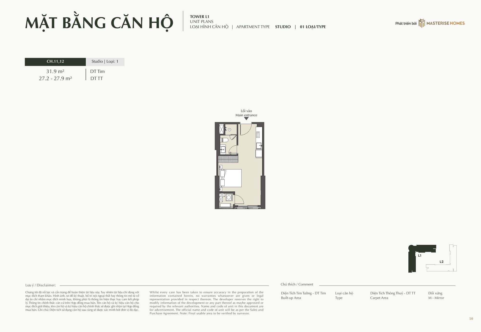 Trang chủ 105 Mặt bằng căn Studio Vinhomes Cao Xà Lá