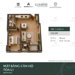 Trang chủ 115 Thiet ke 3D can ho 1 phong ngu Vinhomes Cao Xa La 3