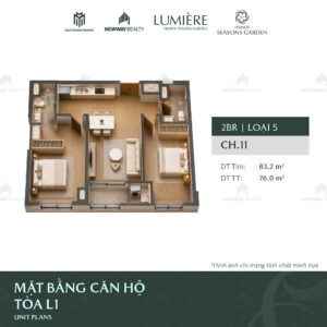 Trang chủ 127 Thiet ke 3D can ho 2 phong ngu Vinhomes Cao Xa La 11