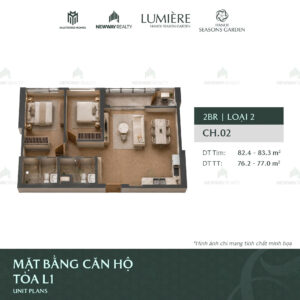 Trang chủ 120 Thiet ke 3D can ho 2 phong ngu Vinhomes Cao Xa La 4
