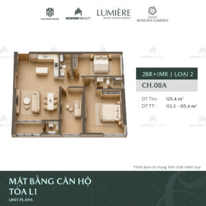 Trang chủ 124 Thiet ke 3D can ho 2 phong ngu Vinhomes Cao Xa La 8