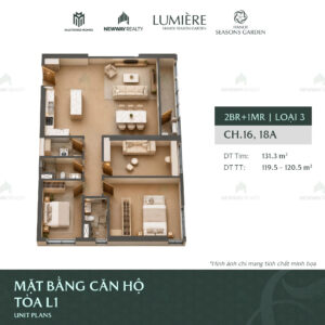 Trang chủ 132 Thiet ke 3D can ho 3 phong ngu Vinhomes Cao Xa La 2